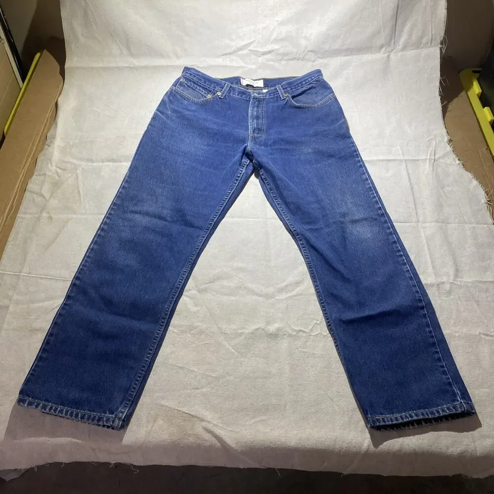 Levis 505 Jeans Mens 36 Gray Denim Regular Fit Straight Leg Zip Fly Denim 36x30